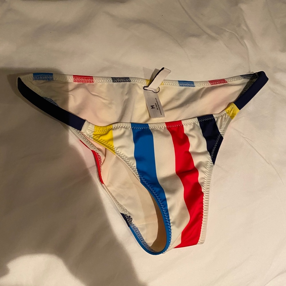 Solid and striped bikini bottom